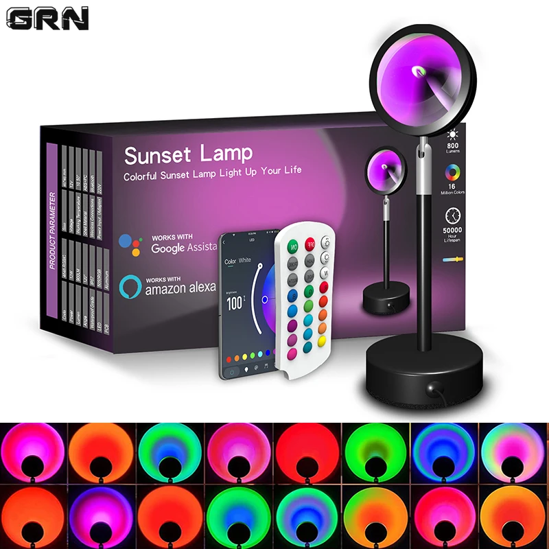 Glass Bed - Smart LED Sonnen untergang Lampe bunt