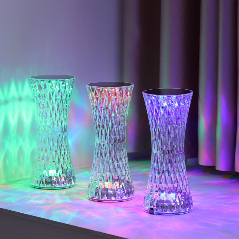 Glass Bed - Kristall-Nachttischlampen Weihnachts-Acryl-Deko Nachtlichter Schlafzimmer Nachttisch-LED-Beleuchtung Geschenk