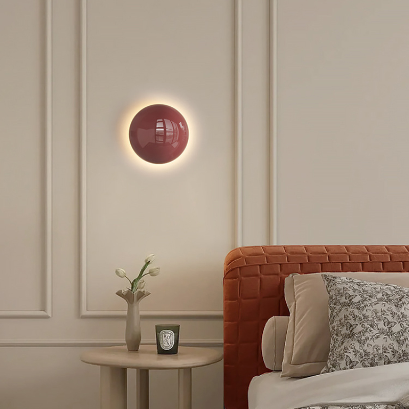 Glass Bed - Minimalistische Bauhaus Kleine Eisen-Wandleuchten Weiß-Rotes Licht