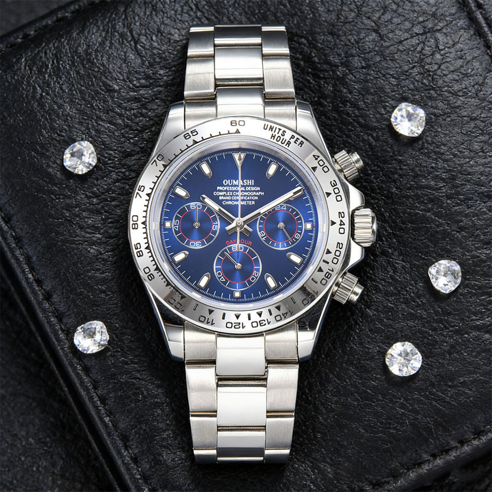 Glass Bed - 39mm Silberne Uhr mit VK63 Uhrwerk,