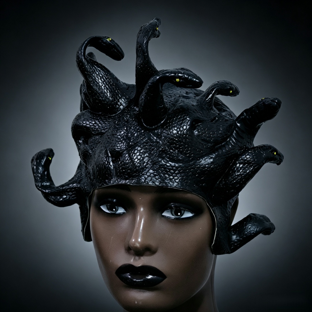 Cobra Extruder - Medusa-Latex-Perückenmaske, Horror-Schlangenmonster-Cosplay-Maske, Halloween-Maskerade-Kostümrequisiten, für Frauen