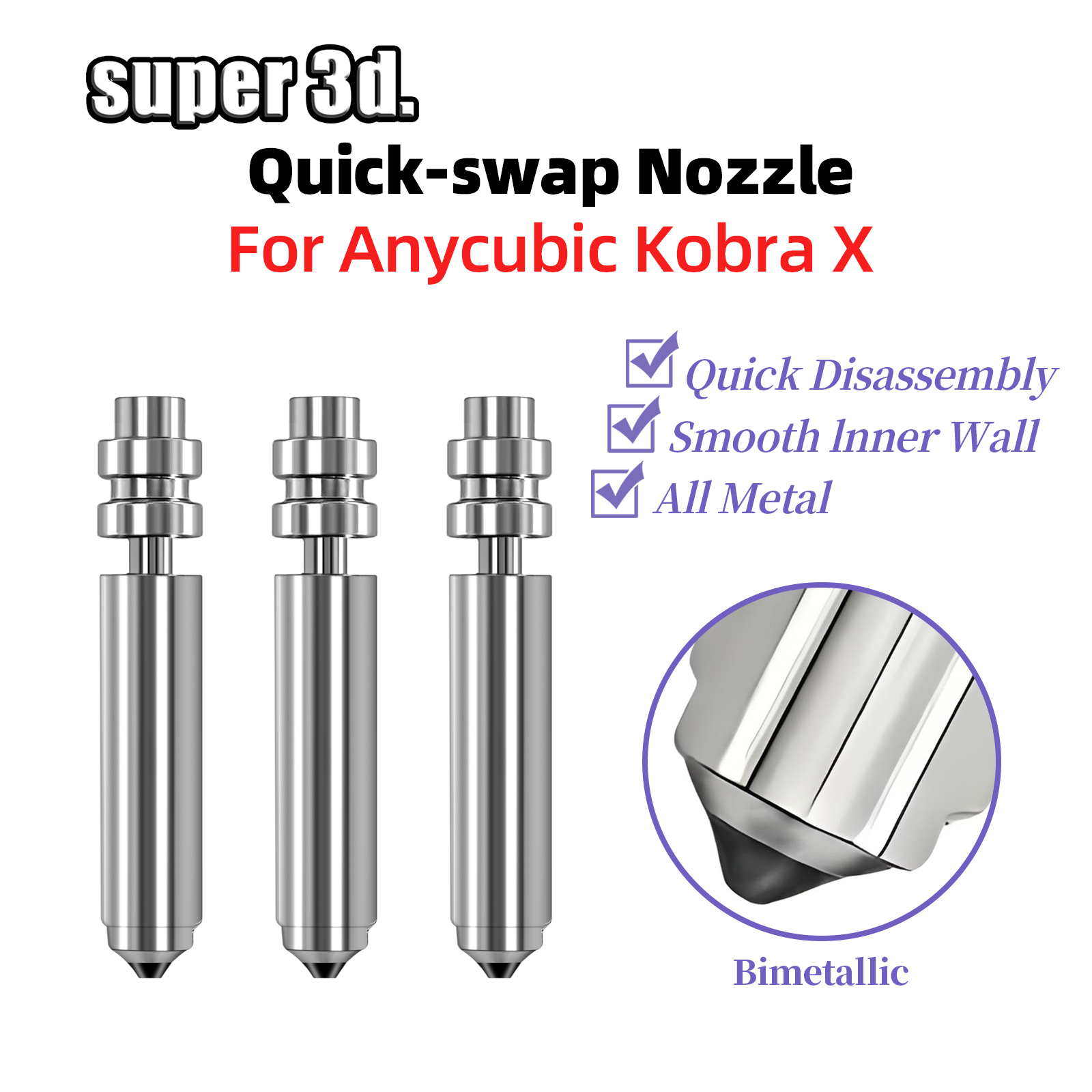Cobra Extruder - Für Anycubic Kobra X Bimetall-Düse 0.4